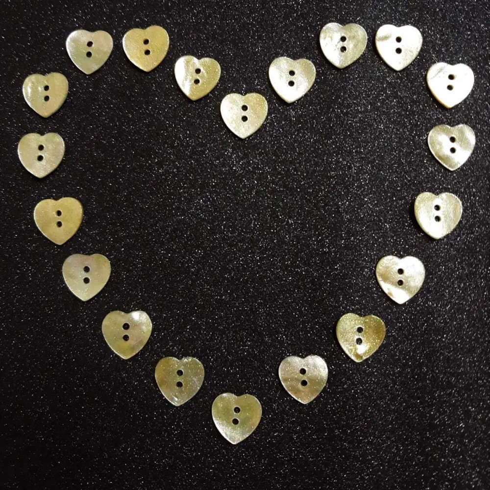Bottone Madreperla Cuore Glitter Oro Set332 03 - MakaMaga